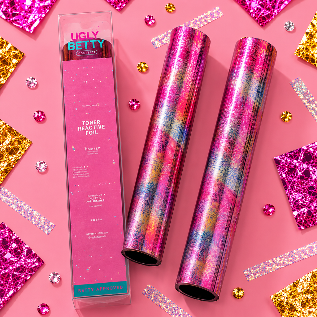 Dragon's Breath rainbow crackle iridescent toner reactive foil roll by Ugly Betty Confetti