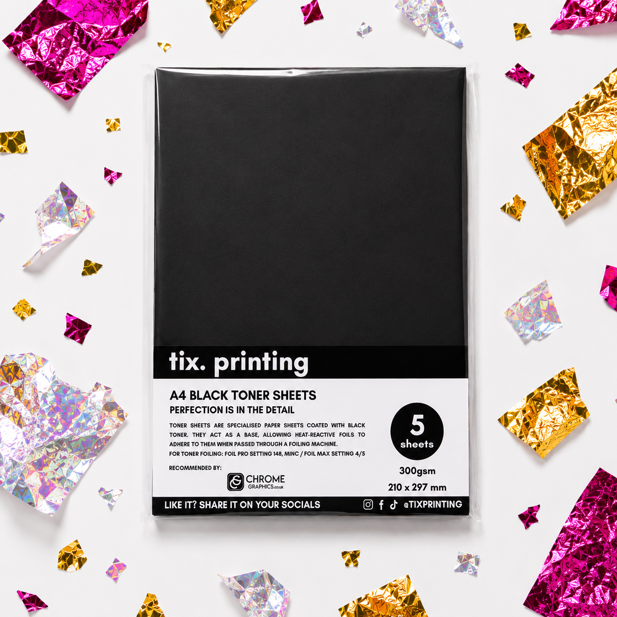 Betty Approved™ Black Toner Sheets · 300gsm · by Tix Printing