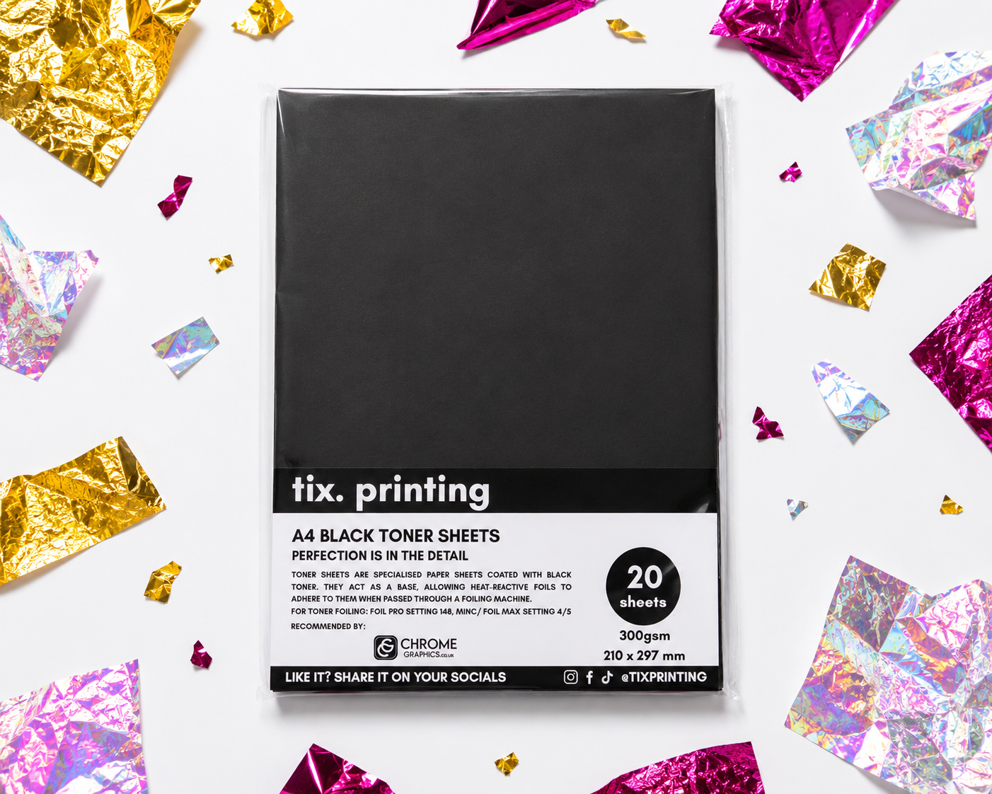 Betty Approved™ Black Toner Sheets · 300gsm · by Tix Printing