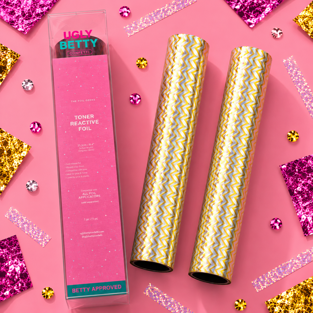 Ric Rac gold on silver chevron toner reactive foil roll by Ugly Betty Confetti