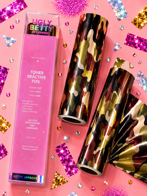 Camo Queen green camo gold toner reactive foil roll from Ugly Betty Confetti