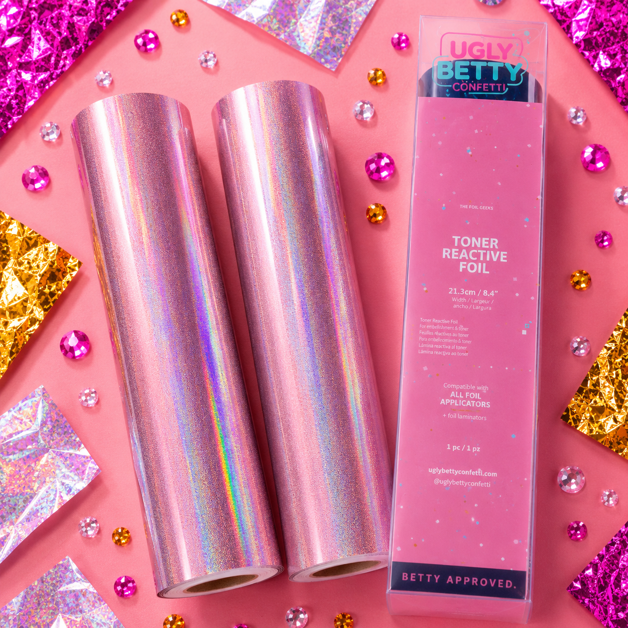 Glitter bomb pink holo toner foils 