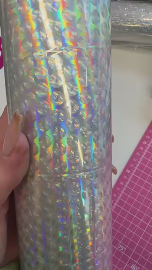 Bubble Bath silver bubble holographic toner reactive foil roll from Ugly Betty Confetti, bubbles catching the light